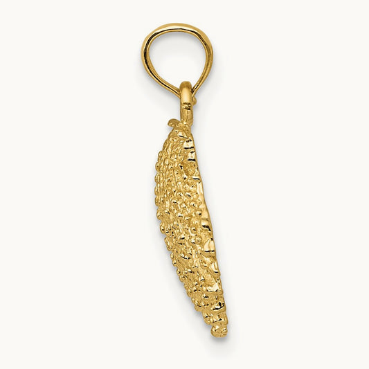 Textured Scallop Shell Pendant, 14K