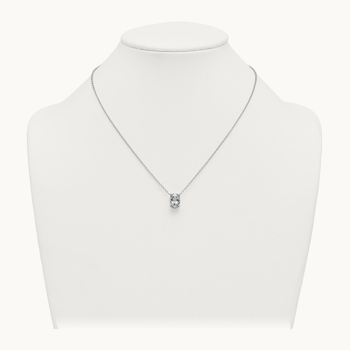 Oval Pendant Necklace, 0.25-4.00 ct tw Lab-Grown Diamond — 3 1/2 ct, 14K White Gold