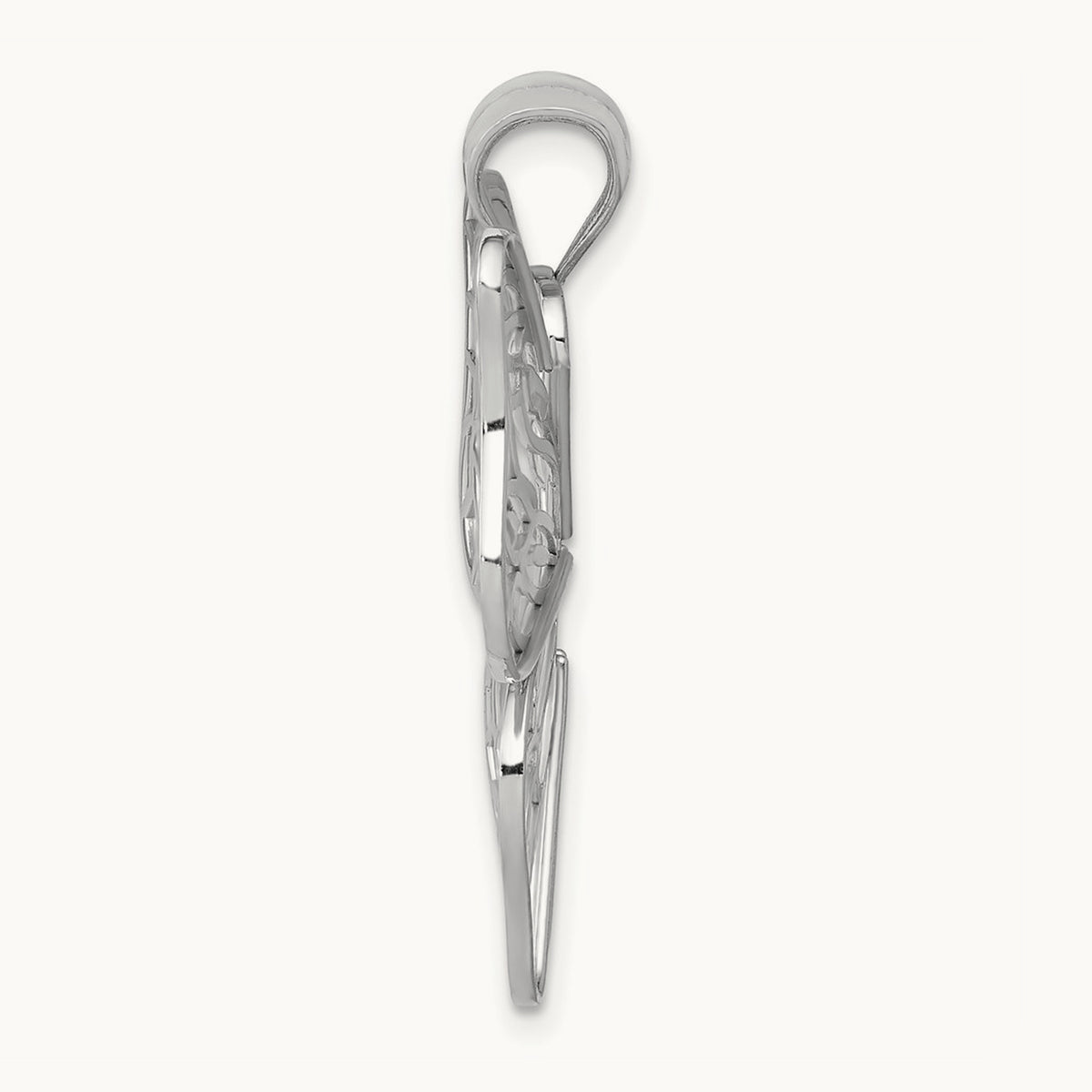 Polished Large Butterfly Pendant — 14K White Gold