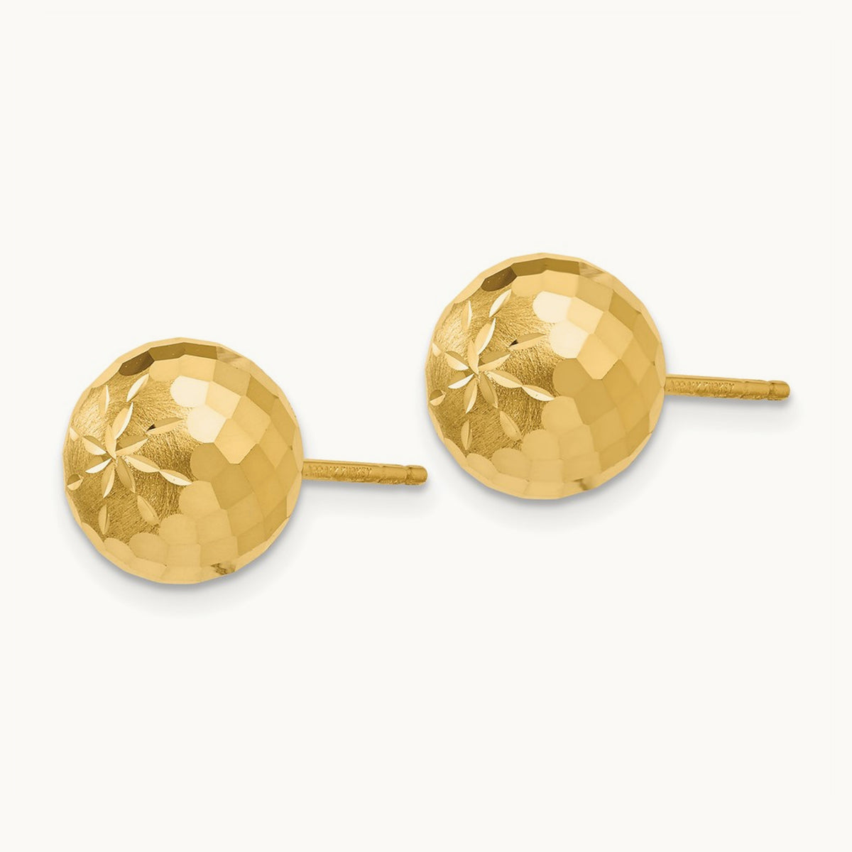 Diamond-cut Mirror Ball Post Earrings — 9mm