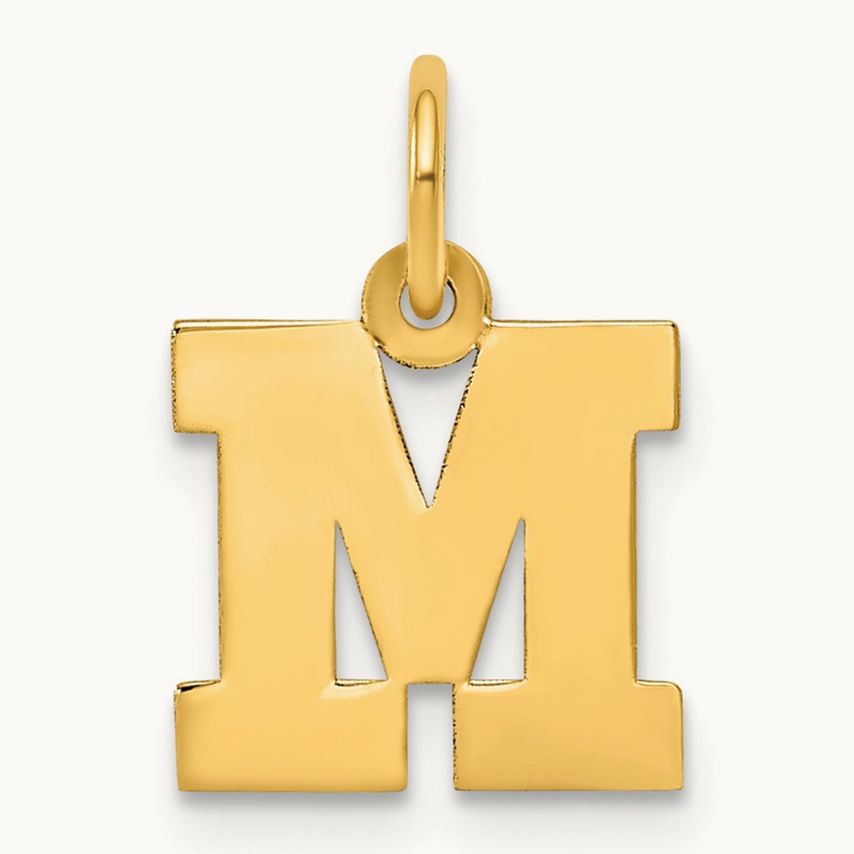 Small Block Initial Charm — 14K Yellow Gold, M
