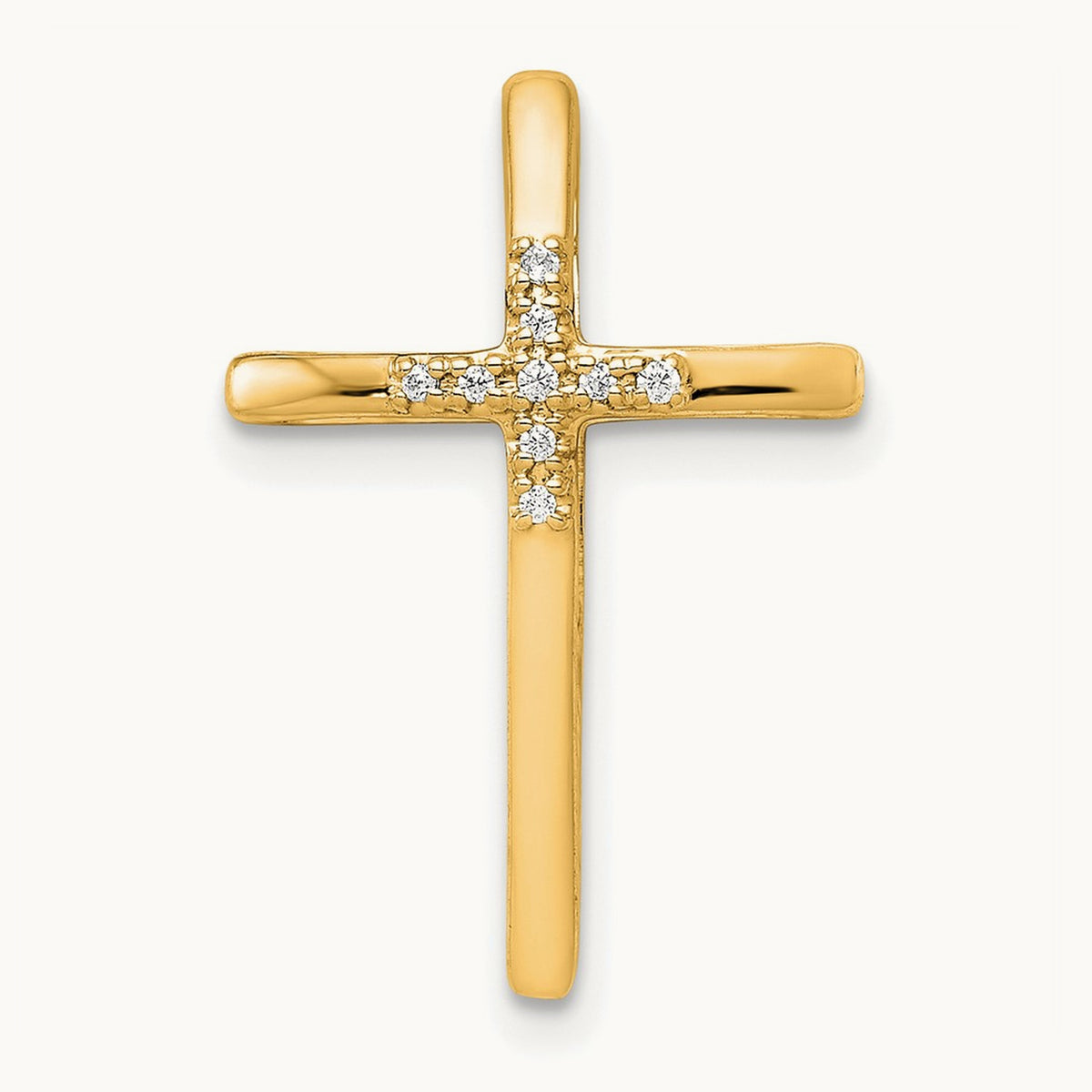 Diamond Cross Chain Slide — 14K Yellow Gold