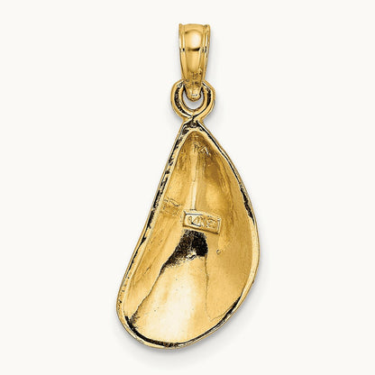Polished Mussel Shell Charm, 14K