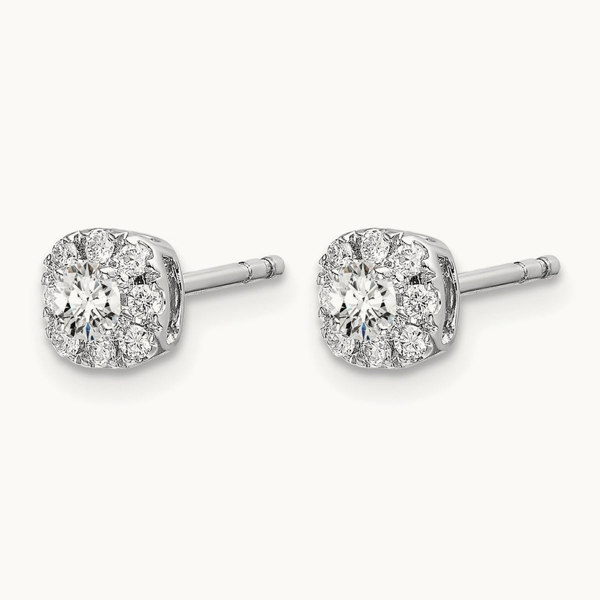 Cushion Halo Post Earrings, 0.25-1.00 ct tw Lab-Grown Diamond — 1/3 ct, 14K White Gold