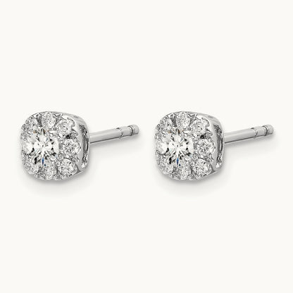 Cushion Halo Post Earrings, 0.25-1.00 ct tw Lab-Grown Diamond — 1/3 ct, 14K White Gold