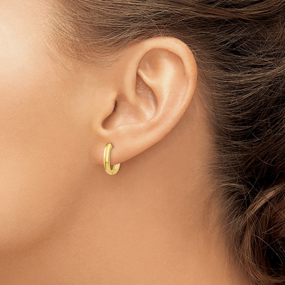 Oval Hinged Hoop Earrings — 14K Yellow Gold