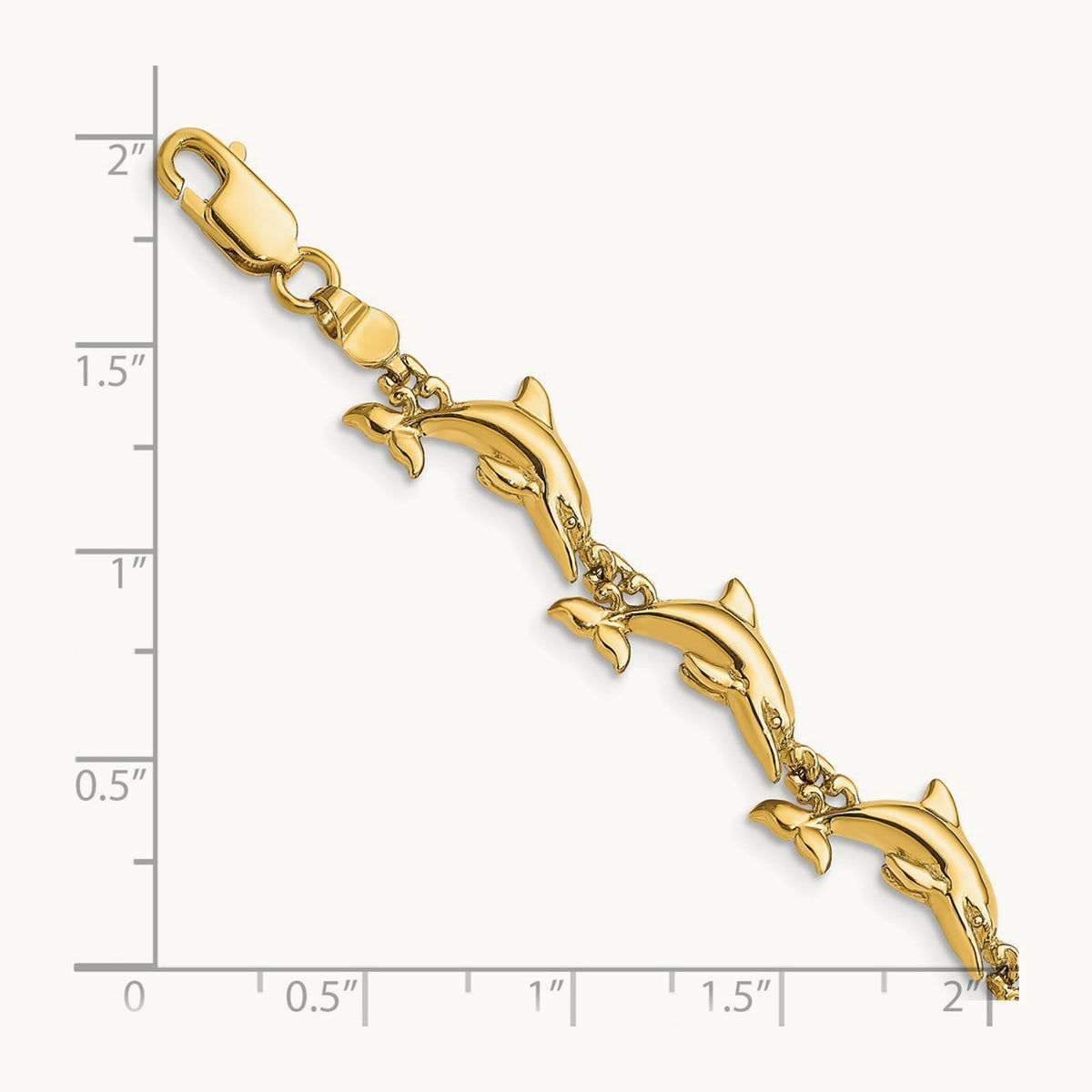 Polished Dolphin Bracelet, 14K