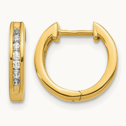 Diamond Hinged Hoop Earrings — 14K Yellow Gold