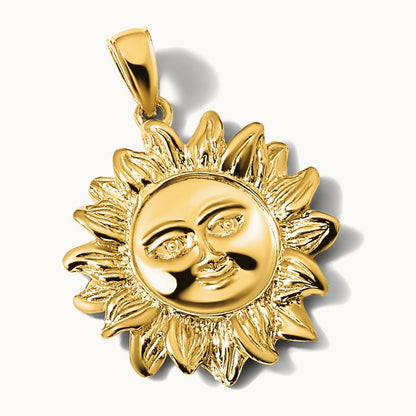 Smiling Sun Charm, 14K