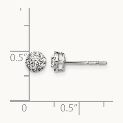 Diamond Cluster Post Earrings, 14K White Gold