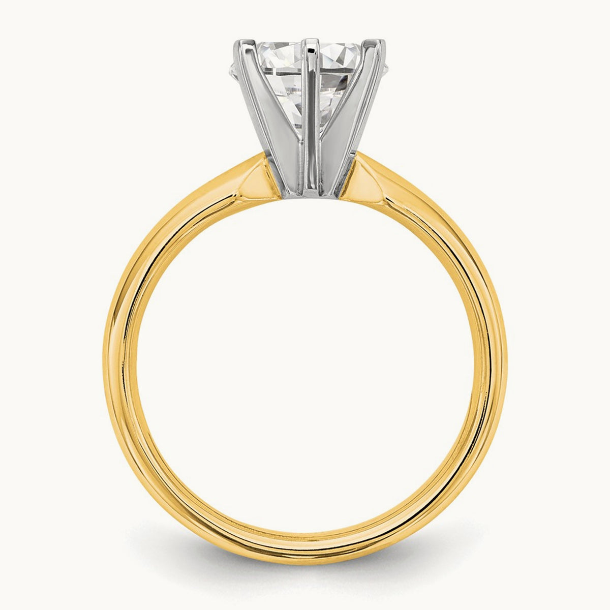 1/8ct. Medium-Weight Comfort-Fit 6-Prong Mounting, 14K Two-tone