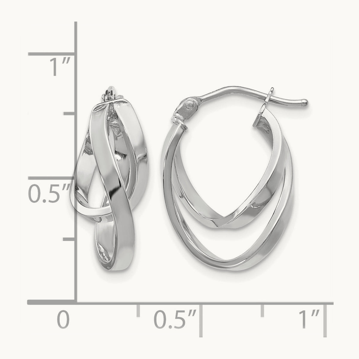 w/Wht RH-plating Polished Hinged Hoop Earrings, 14K — Leslie's