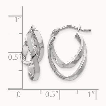 w/Wht RH-plating Polished Hinged Hoop Earrings, 14K — Leslie's
