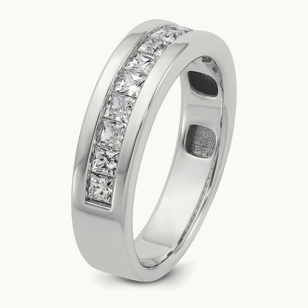 IBGoodman Men's Polished Square 11-Stone Diamond Ring, 14K White Gold