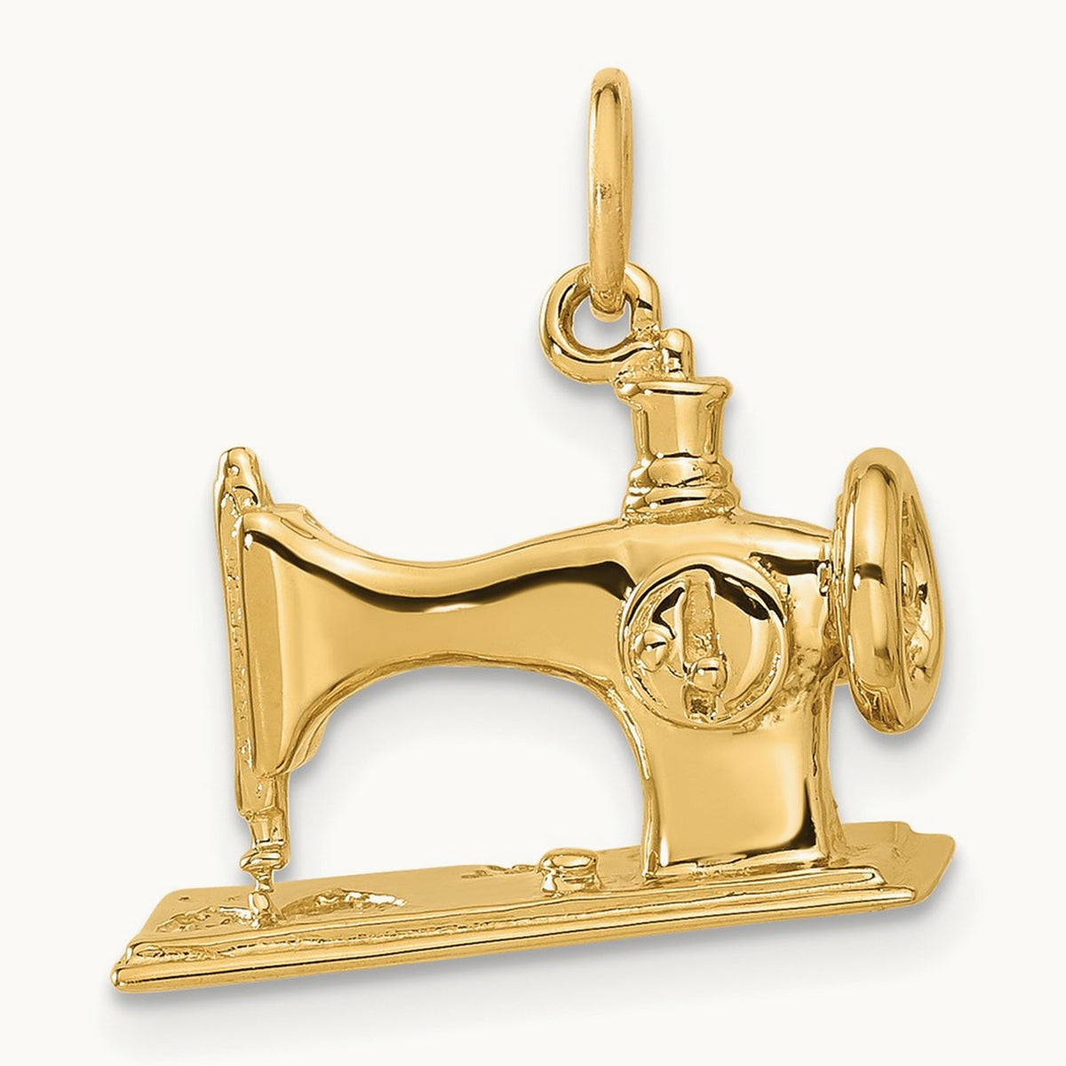3D Antique Sewing Machine Charm, 14K