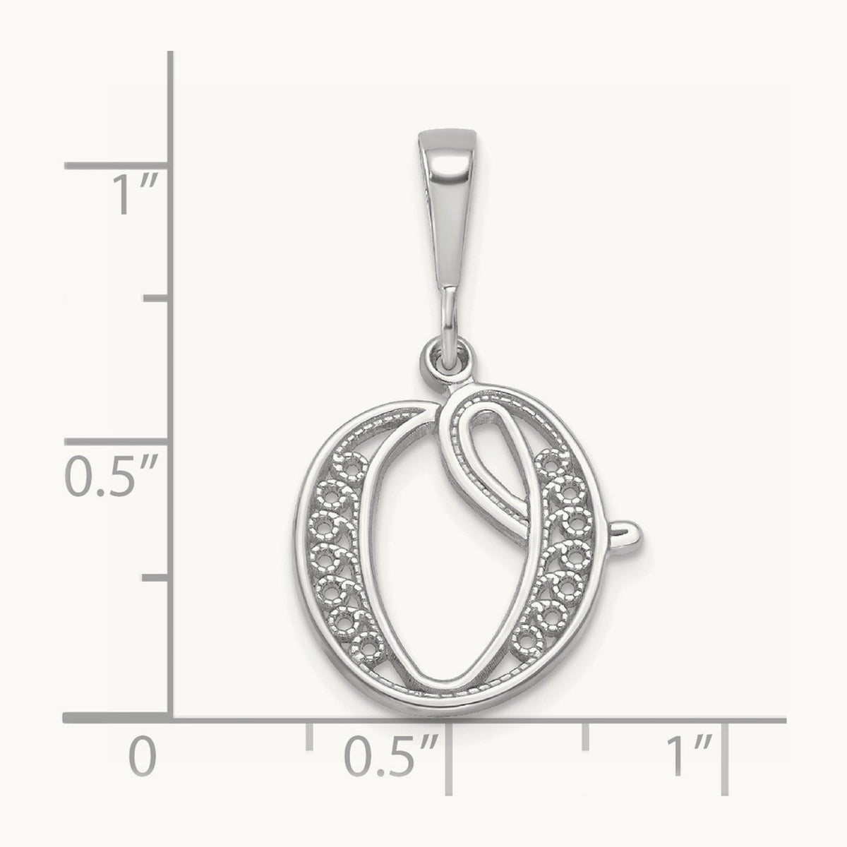 Solid Polished Script Filigree Initial Pendant — O