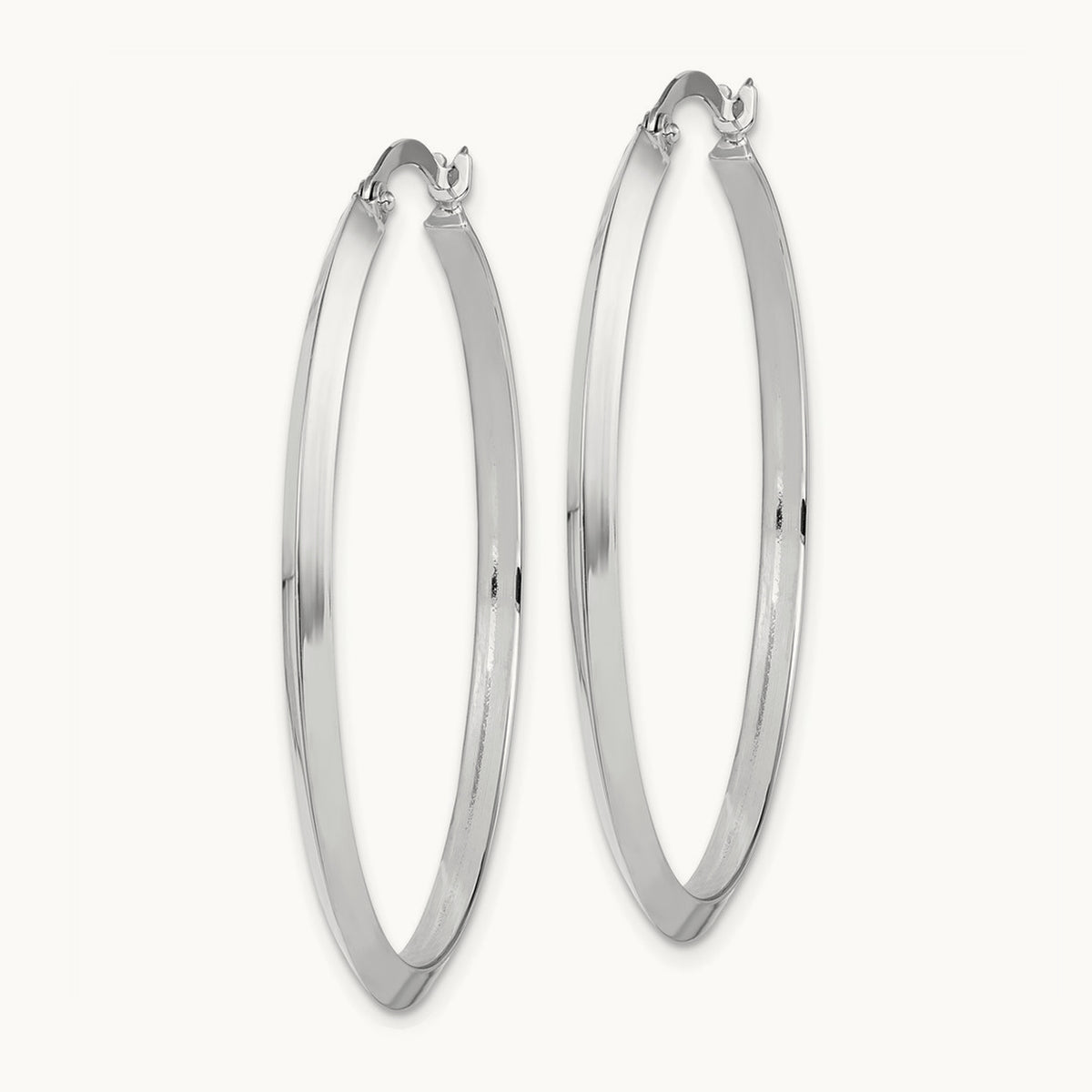 Polished Hoop Earrings — 14K White Gold