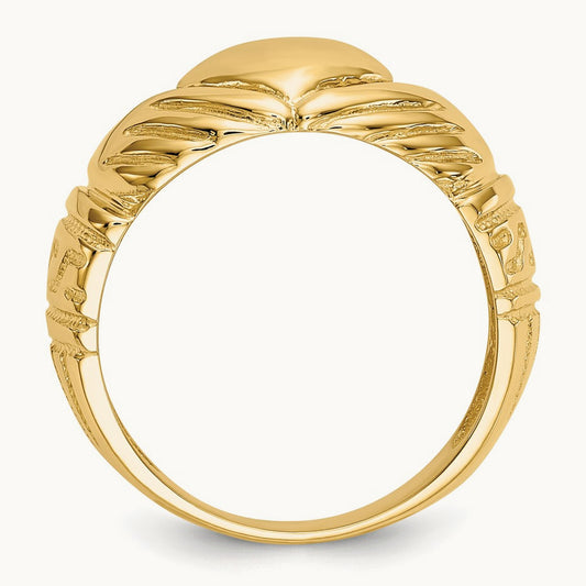 Polished Domed Claddagh Ring, 14K