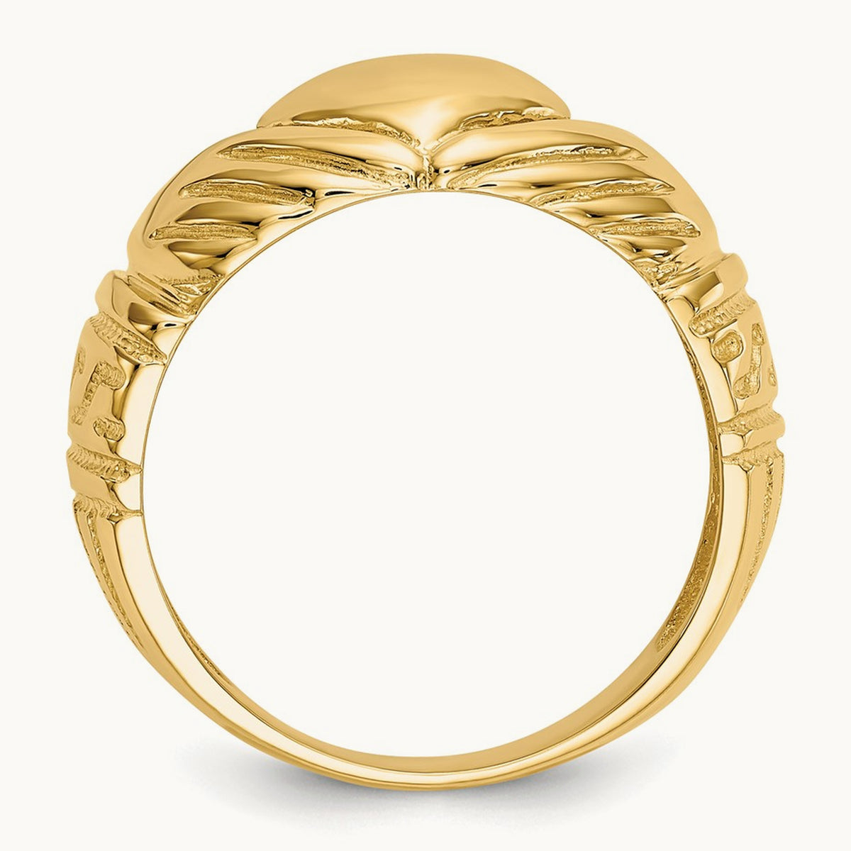 Polished Domed Claddagh Ring, 14K
