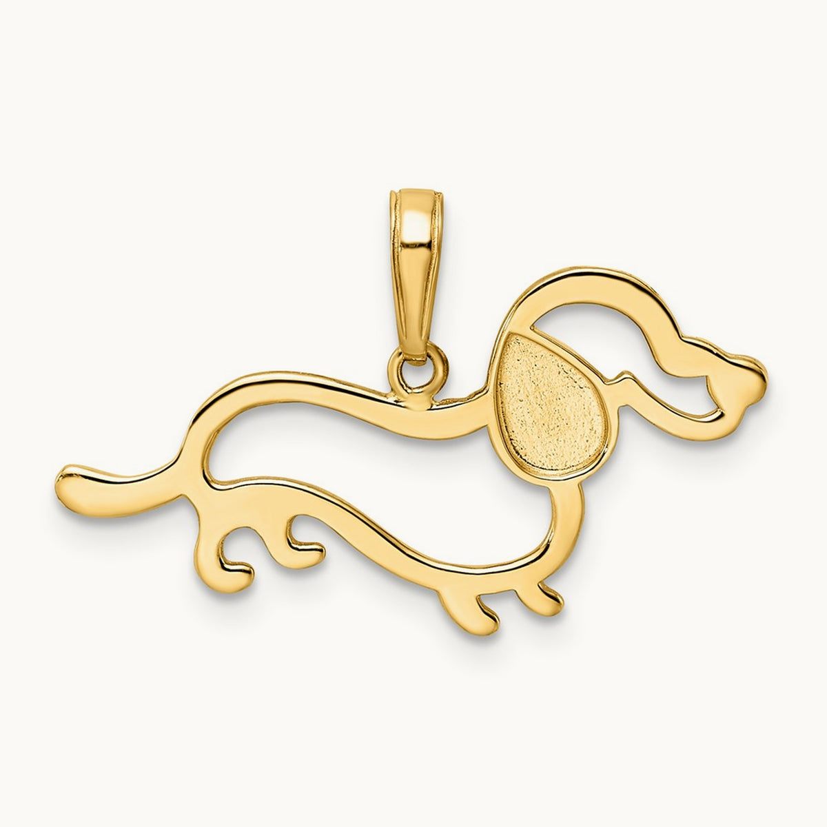 Diamond-cut Dachshund Pendant, 14K with White Rhodium