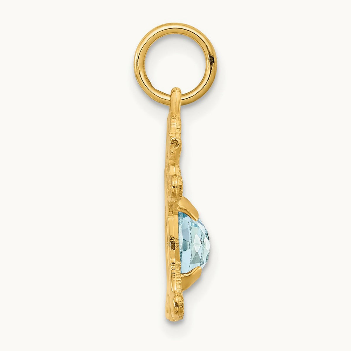 Girl 6x4 Oval Genuine Aquamarine-March — 14K Yellow Gold