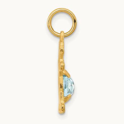 Girl 6x4 Oval Genuine Aquamarine-March — 14K Yellow Gold