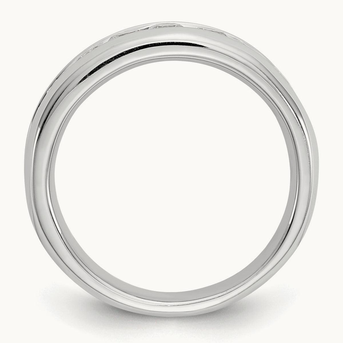 9-Stone Diamond Channel Band, 14K White Gold