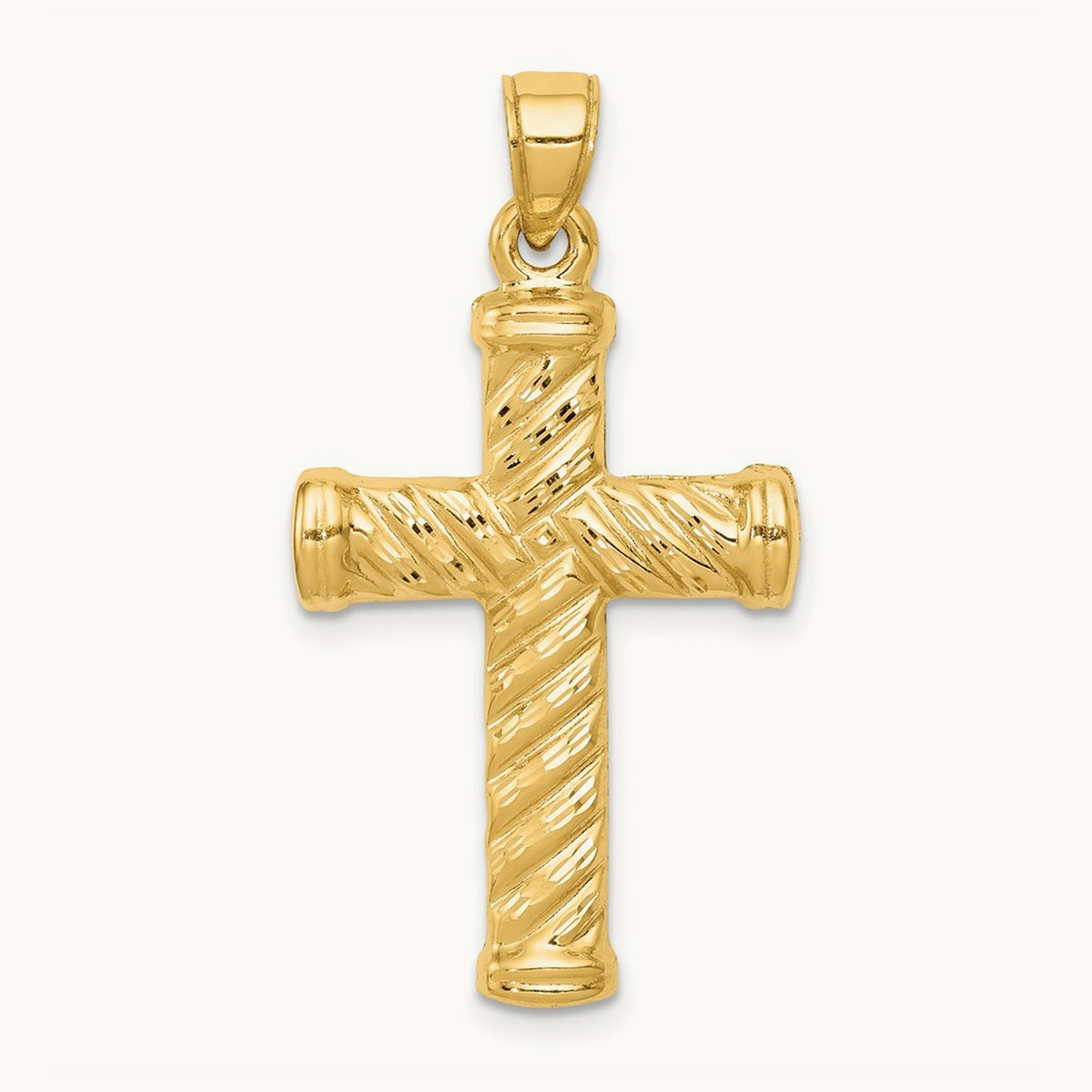 Reversible Diamond-cut Cross Pendant, 14K