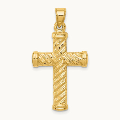 Reversible Diamond-cut Cross Pendant, 14K