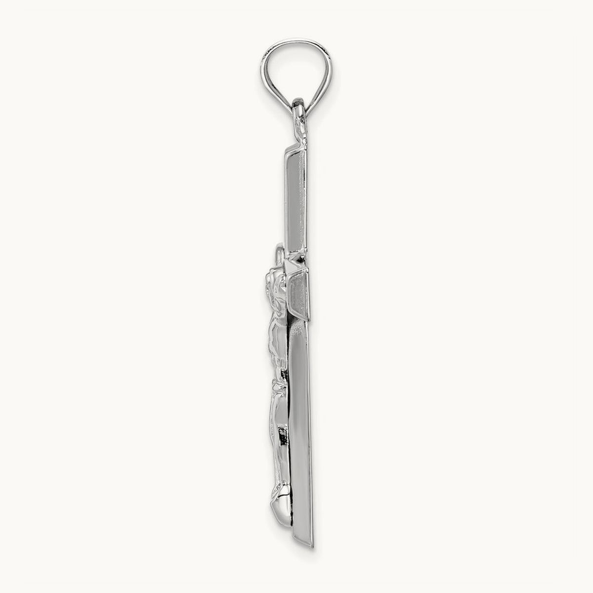 Polished Crucifix Pendant, 14K White Gold