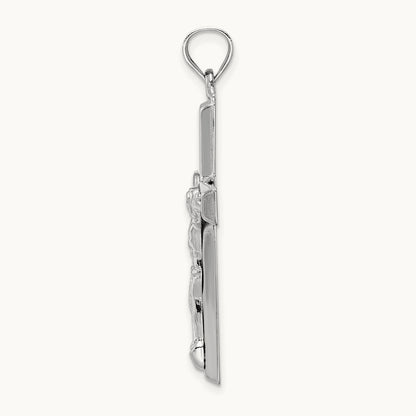 Polished Crucifix Pendant, 14K White Gold
