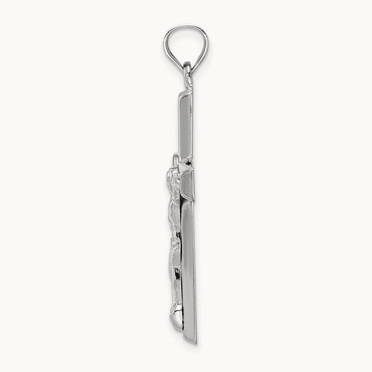 Polished Crucifix Pendant, 14K White Gold
