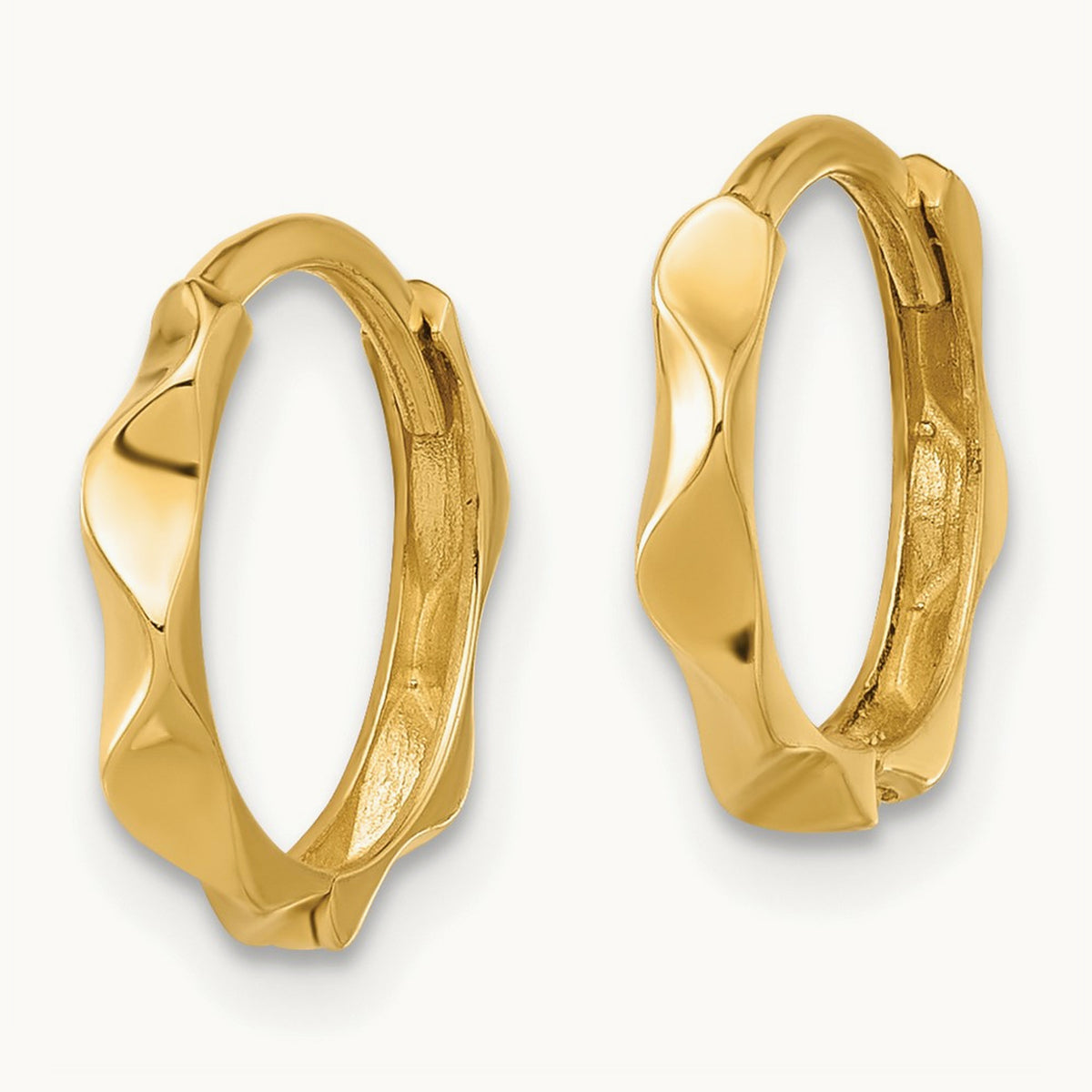 Polished Wavy Hinged Hoop Earrings, 14K