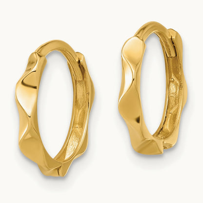 Polished Wavy Hinged Hoop Earrings, 14K