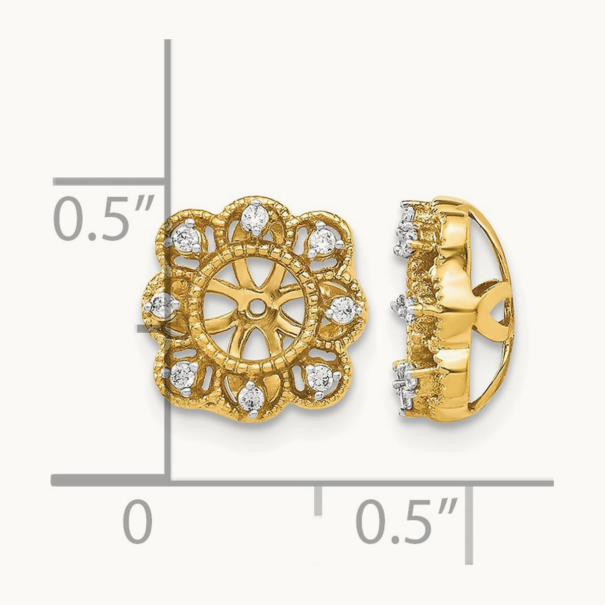 Fancy Diamond Earring Jackets — 14K Yellow Gold, 0.096 ct