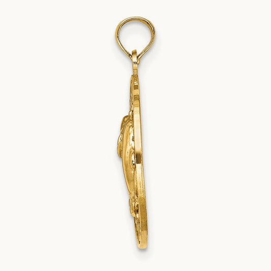 OCEAN CITY w/ Dolphins Charm, 14K