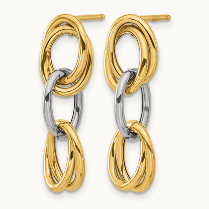 Polished Ovals Dangle Earrings, 14K with Rhodium — Leslie's