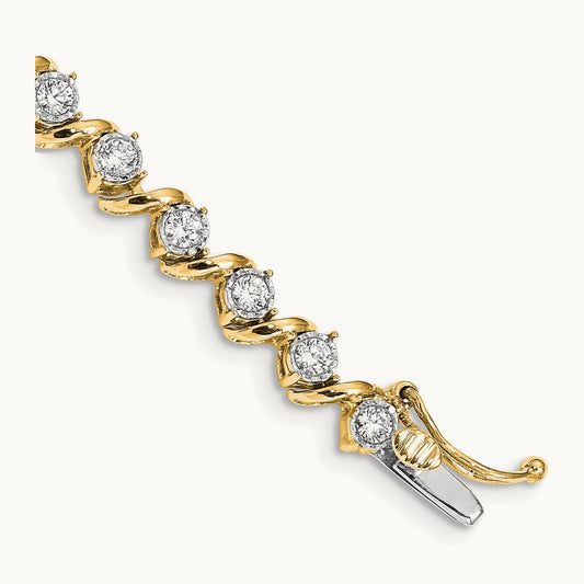Fancy Tennis Bracelet, 2.00 ct tw Lab-Grown Diamond — 14K Yellow Gold