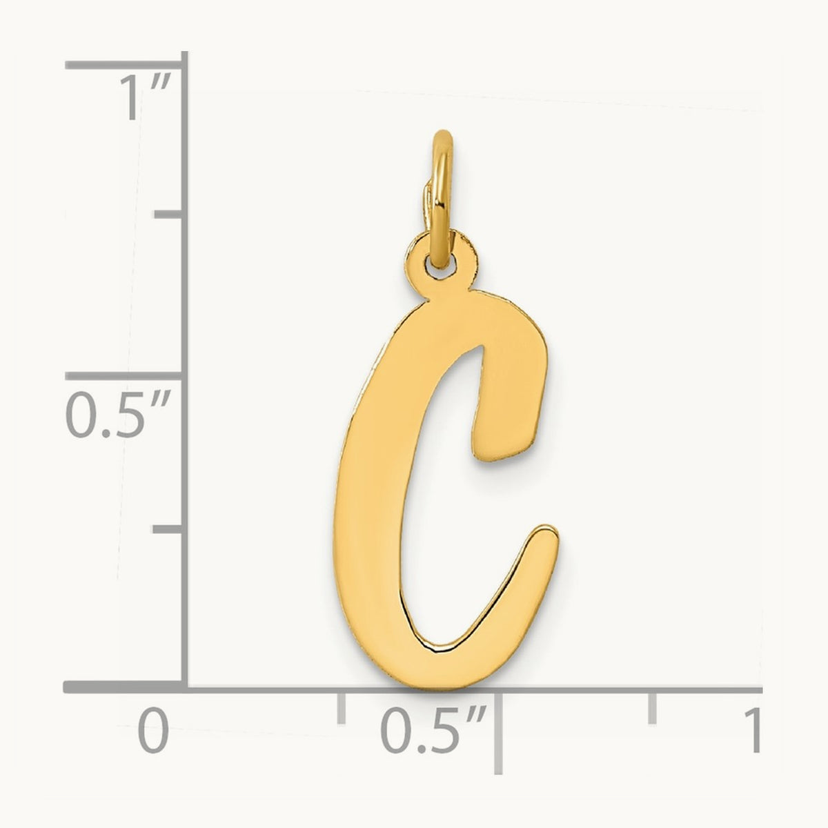 Large Script Initial Charm — 14K Yellow Gold, C