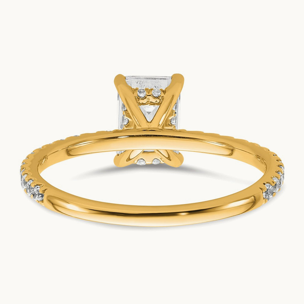 Emerald Solitaire Engagement Ring, 1.25-2.25 ct tw Lab-Grown Diamond — 14K Yellow Gold, 7