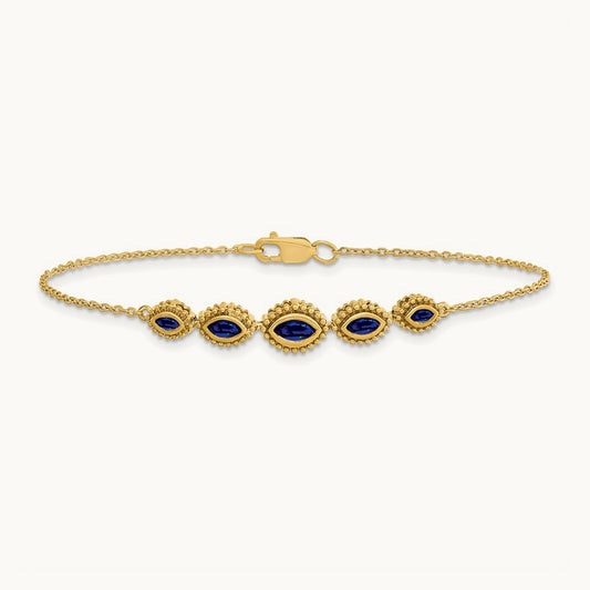 Marquise Sapphire Bracelet, 14K