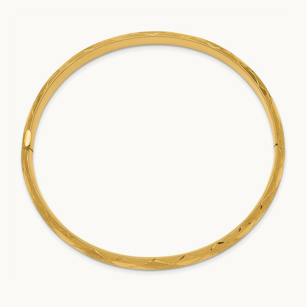 4/16 Diamond-cut Fancy Hinged Bangle Bracelet, 14K