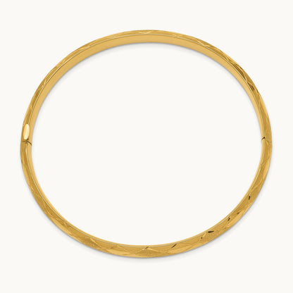4/16 Diamond-cut Fancy Hinged Bangle Bracelet, 14K