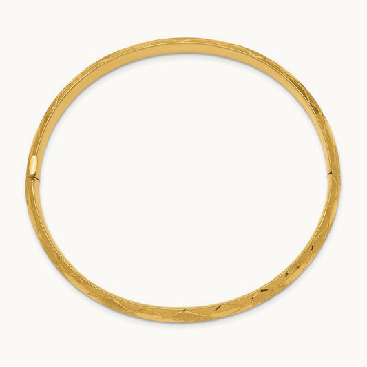 4/16 Diamond-cut Fancy Hinged Bangle Bracelet, 14K