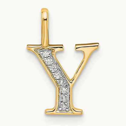 Diamond Letter Y Initial Pendant, 14K