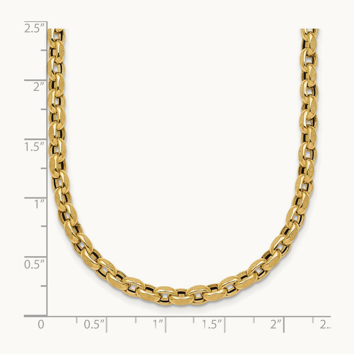Polished 17.25in Fancy Textured Open Link Necklace, 14K