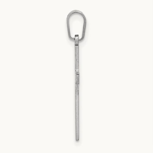 Floral Cross Charm — 14K White Gold
