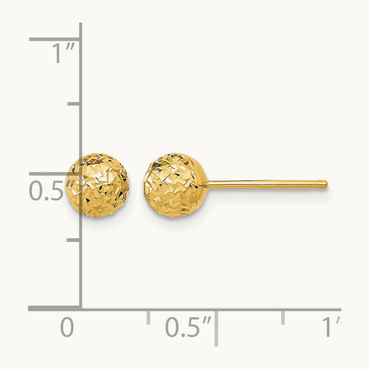 Diamond-Cut Ball Post Earrings — 14K Yellow Gold