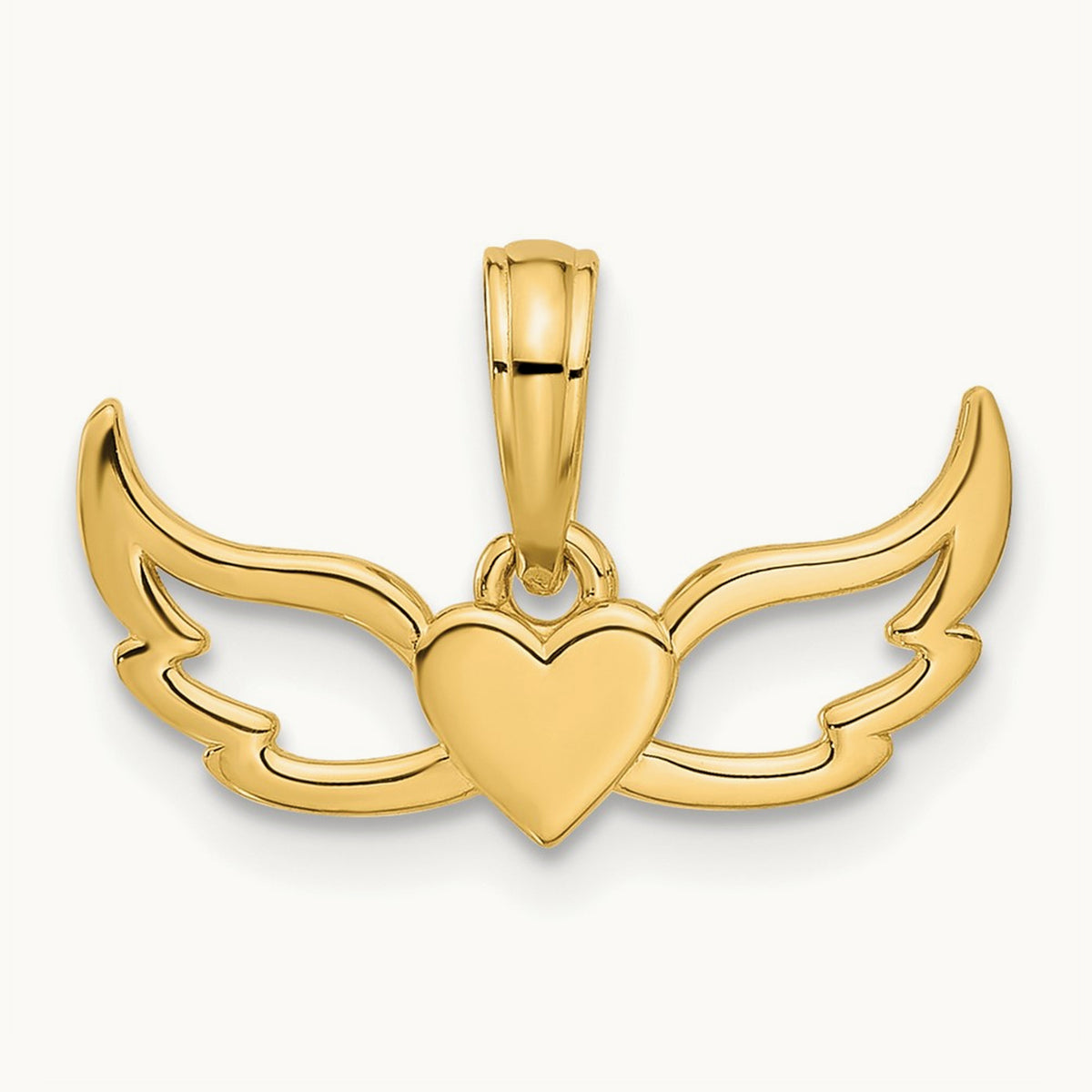 Fancy Heart and Wings Charm, 14K