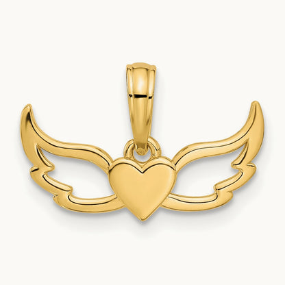 Fancy Heart and Wings Charm, 14K